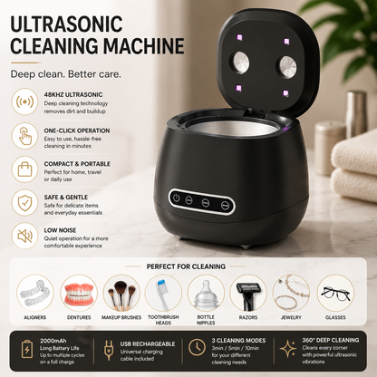 Novaluxt Ultrasonic Cleaning Machine – Deep Clean for Toothbrush Heads, Razors & Accessories